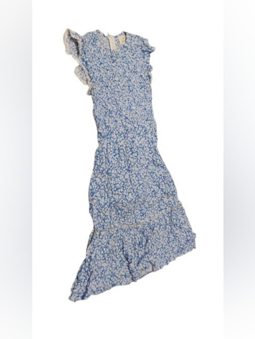 Lost + wander Blue White Floral Smocked Dress Sz XS